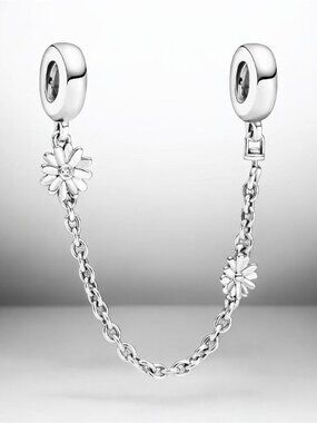 NEW Authentic PANDORA Bracelet Safety Chain Charm Daisy Flower #798764C01
